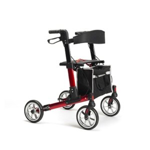 Andador Rollator QUAVA, Plegable, ligero, con asiento acolchado y reposa espalda, también tiene un bolso que se puede llevar a cualquier parte.