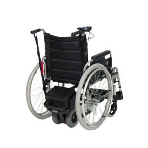 Motor Auxiliar Eléctrico V-Drive para silla de ruedas. Aligera el peso de la silla cuando subas pendientes o cuestas.