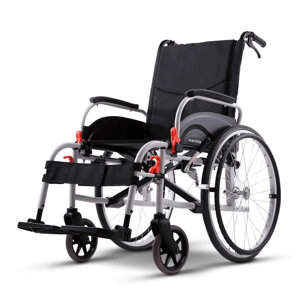 silla de ruedas grandes AGILE Karma, autopropulsable, semi ligera 14 kilos, reposabrazos abatible facilita transferencias