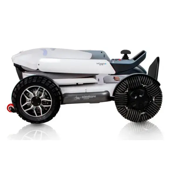 Silla de ruedas eléctrica y plegable infinityx, plegada