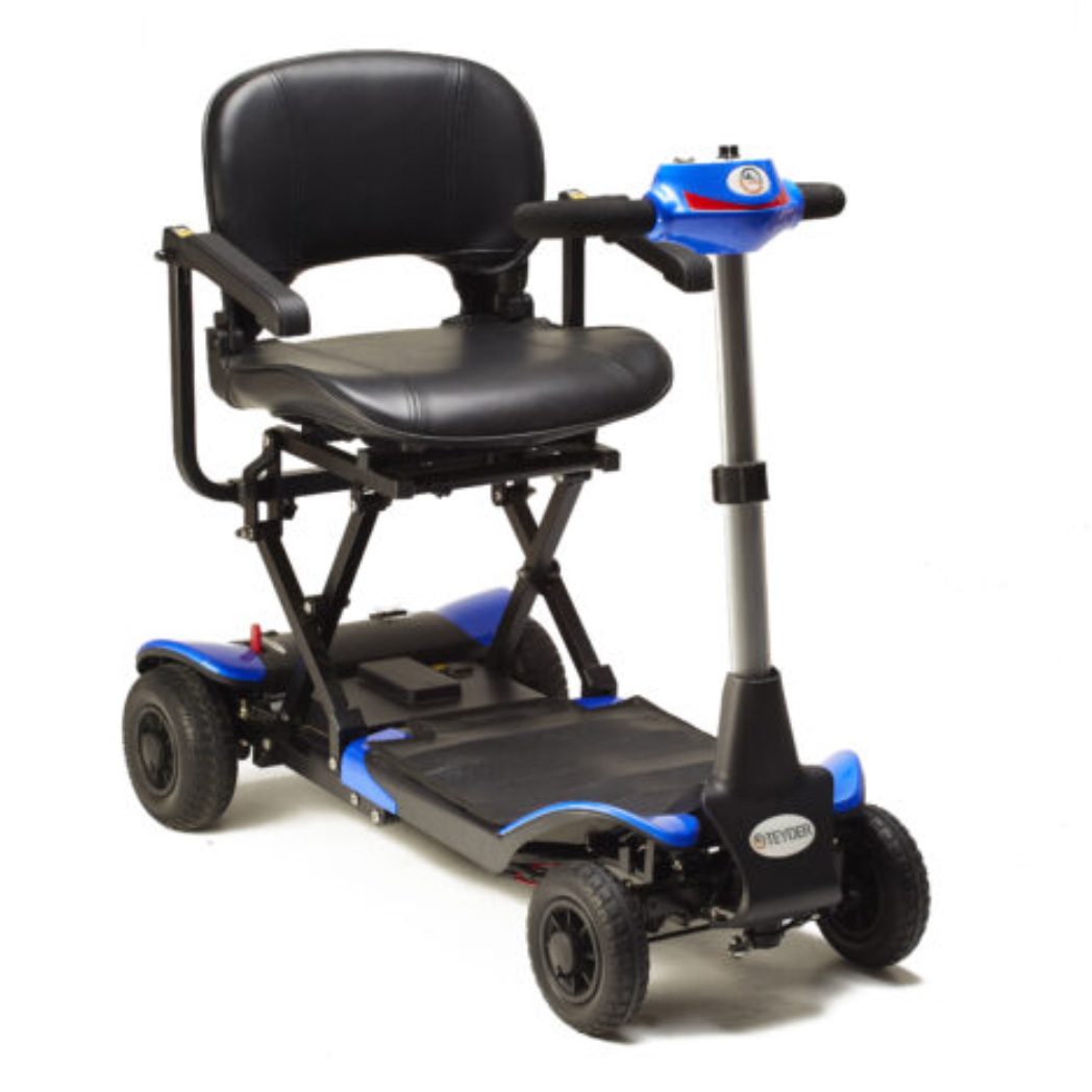 Scooter plegable automatico Enzo color azul, disponible también en rojo