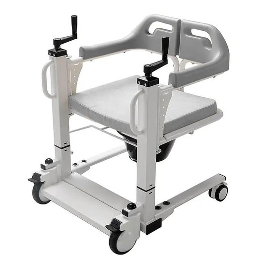 Silla de WC y Transferencia Easymove, ideal para aseo y ducha. Se ajusta facilmente al inodoro o wc. regulable en altura para hacer traslados desde cama o sofas. Cinturón de seguridad para que no se abra.