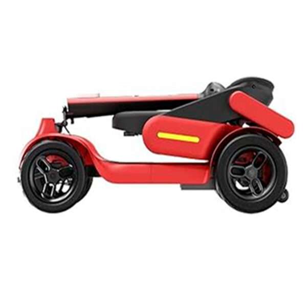 Scooter Eléctrica Roc de Teyder Plegada. Con motor 250W y con la posibilidad de superar pendientes entre 8º y 10º. Incluye luces led, cesta con capacidad de 20l y un colgador.