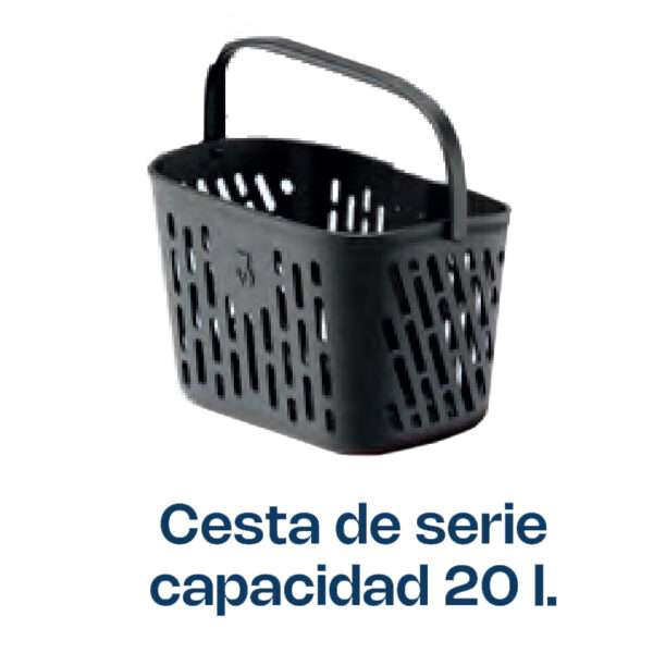 Scooter Eléctrica Roc de Teyder. Con motor 250W y con la posibilidad de superar pendientes entre 8º y 10º. Incluye luces led, cesta con capacidad de 20l y un colgador.