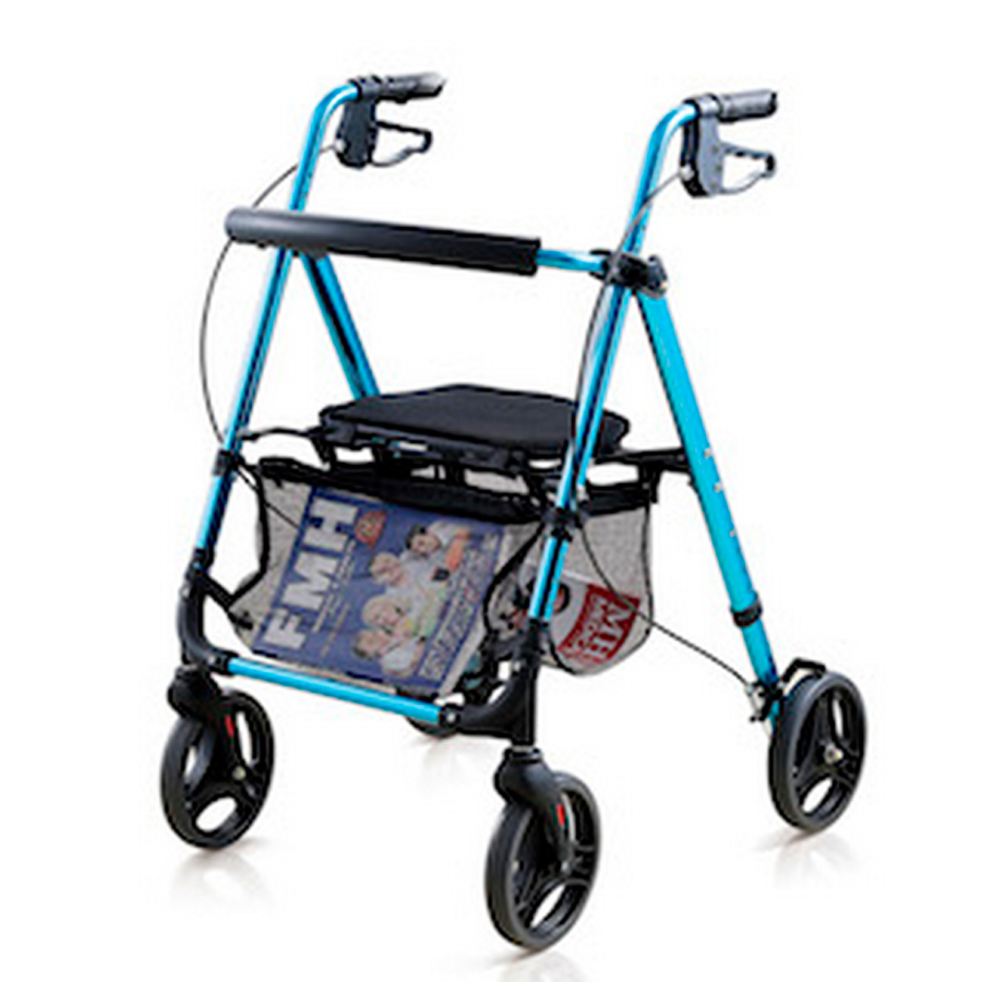 Andador Neo Fashion Azul, Andador Neo Fashion | Ultraligero (6,4 kg), moderno y con asiento regulable. Máxima comodidad y seguridad con frenos mejorados y ruedas de 20 cm